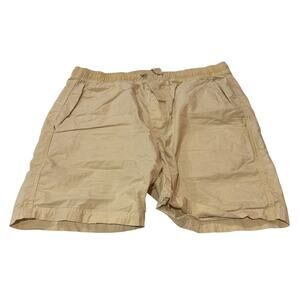 ALEX MILL Mens Elastic Waist Drawstring Poplin Easy Shorts Tan Khaki Small S